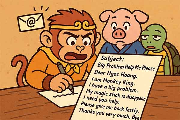 Tôn Ngộ QUên Tập Viết Email Bằng Tiếng Anh Gửi... Ngọc Hoàng